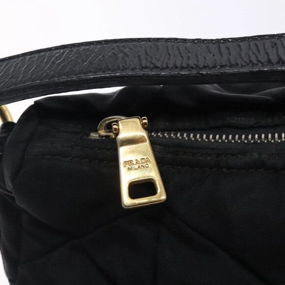 PRADA Shoulder Bag Nylon Black Gold Auth ki5865 - Picture 12 of 16